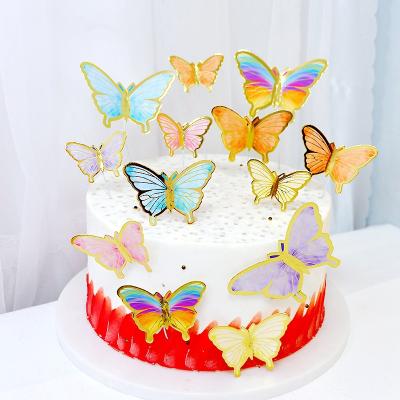 China New Wholesale Birthday Cupcake Decoration Butterfly Cake Baking Topper for Birthday Decoration for sale