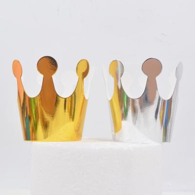 China Hot Stamping Birthday Decoration Crown Birthday Hat Birthday Party Kids Adult New Mini Gold And Small Silver Hat for sale