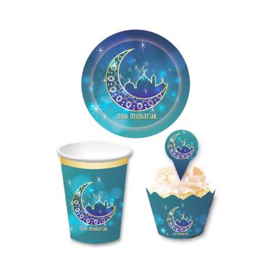 China Party Supplies New Style Festival Party Supplies Paper Plate Cupcake Topper Cups For Eid Mubarak Party Decoration for sale