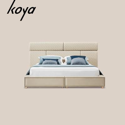 China OEM ACCEPT Luxury Italian Bedroom Furniture Latest King Size Double Bed Modern Italian Designer Furniture Set Leather Luxury Bed for sale