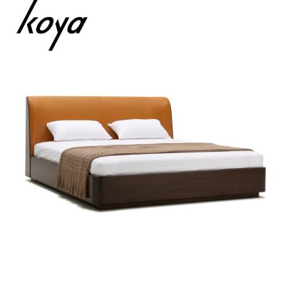 China Europe Modern Nordic Style Design Wooden Queen Size Queen Size Leather Bed for sale