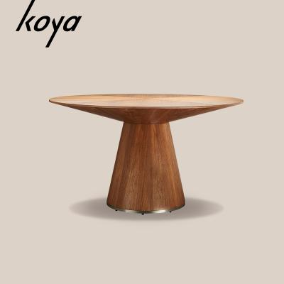 China Modern Luxury Walnut Veneer Round Solid Wood Round Dining Table New Design Modern Dining Table Home Furniture for sale