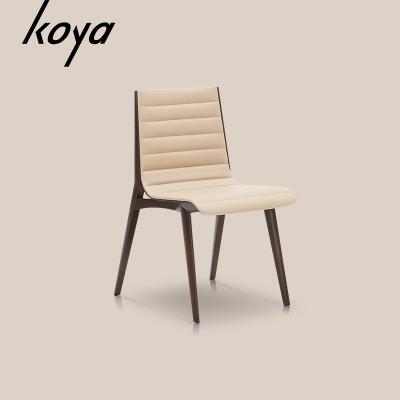 China Modern Design PU Leather Beech Wood Luxury Dining Room Dining Chair for sale