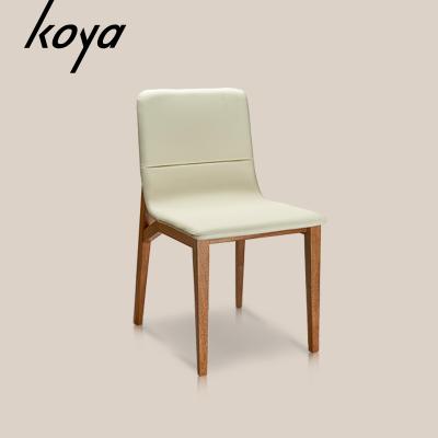 China Modern Customizable Modern Dining Room Interior Wood Restaurant Colors PVC Leather Dining Chair for sale