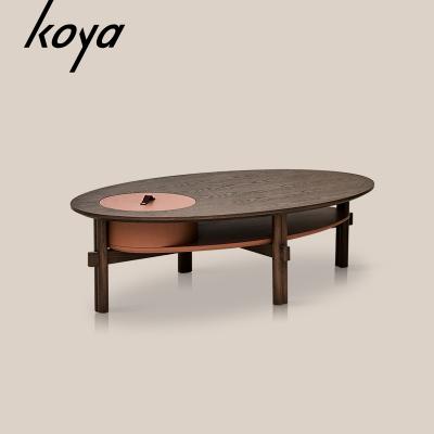 China Modern Home Design Nordic Wooden MDF Storage Oval Stoage Furniture Coffee Table Living Room for sale