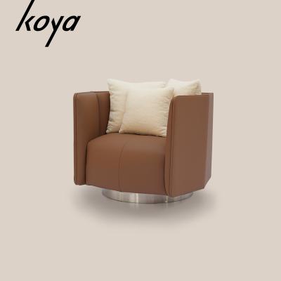 China Swivel Lounge Commercial Space Furniture Lounges Chairs Leisure Leather Armchair Luxury Swivel Armchair for sale