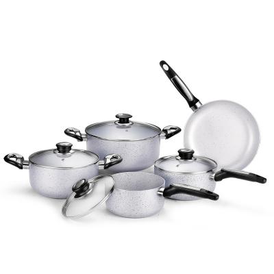 China Sustainable hot sale quality aluminum cookware set cooking pot fry pan with non stick for sale