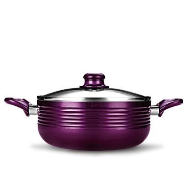 China Sustainable Aluminum Non-Stick Casserole With Lid 24cm Induction Bottom for sale