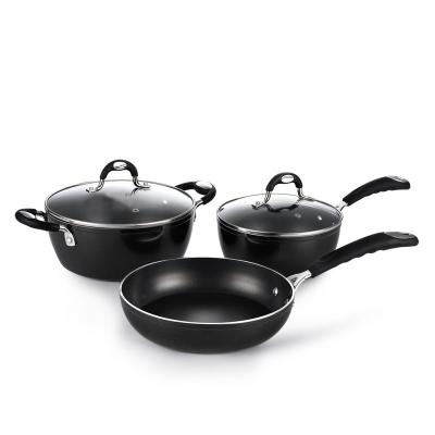 China Sustainable Nonstick Forged Aluminum Bottom Induction Cooking Pot Cookware Set for sale