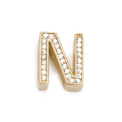 China Cute Trendy CZ Gold Alphabet Slider Charms DIY Accessories Include DIY Alphabet Charms For Jewelry Making Letter Slide Alphabet Charms for sale