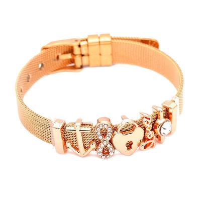 China Women Bracelet Stainless Steel Fashionable Accessories Adjustable Mesh Initial Women Rose Gold Bracelet for sale