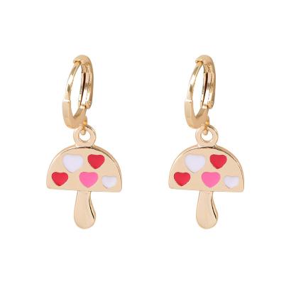 China CLASSIC luxury 18K gold plated enamel high quality circle hug earrings cute gold cartoon mushroom drip oil drip neon color earrings for women for sale