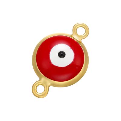 China Small Round CLASSIC Turkish Turkish Eye Charms Pendant Jewelry 18k Gold Plated Luxury Crystal Necklace Bracelet Enamel Eye Accessory for sale