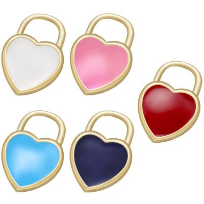 China New Fashionable Brass 18k Gold Plated Zircon Enamel Colorful Heart Lock Charms Designer Love Heart Fashion Pendant CLASSIC for sale