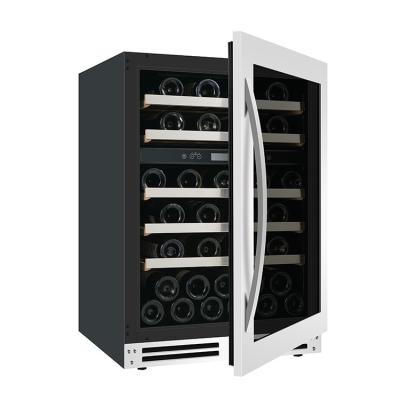 China Full Glass or SS 165L Wine Cooler Double Door Bar Cabinet Terracotta Black Electric Cave for sale