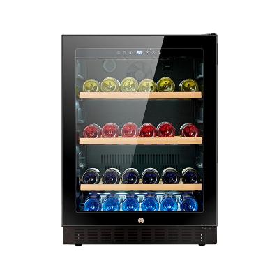 China Full Black Glass Or S/S Single Zone Squeeze Wine Cooler Fridge / Cigar Humidor Cooler For Bar For Living Room for sale