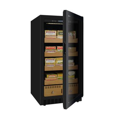 China Full Black Glass Or Natural Concise Appearance Cedar Wooden Shelves Cigar Humidor Bodega for sale