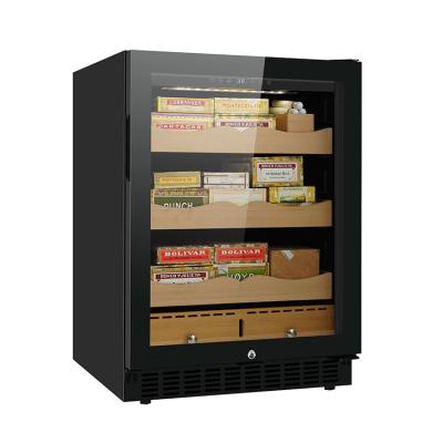 China Full Glass Cigar Cooler or Compressor Bodega Cigar Humidor Black Clear Glass Cooling Cooling Fridge for sale