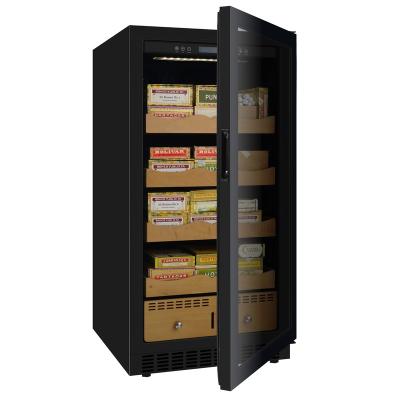 China Full Black S/S Bodega Tempered Glass Door or LED Compressor Humidors Cabinets Displsy for Cigars Cooler Humidors for sale