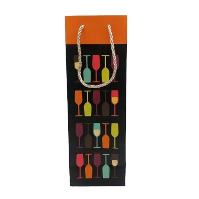 China Recyclable Custom Printed Wine Paper Bag Good Quality Portable Strong Wine Bag Christmas Gift Bags for sale