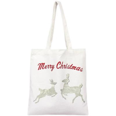 China Recyclable Good Quality Customizable Cotton Canvas Gift Tote Bag Logo Christmas Packaging Bags for sale