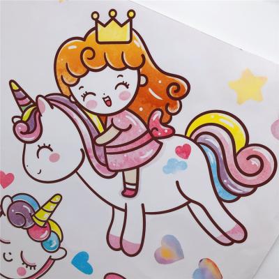 China Eco-friendly New Arrive Fashion Unicorn Vinyl Sticker DIY Cute Animal Heat Transfer Sticker for sale