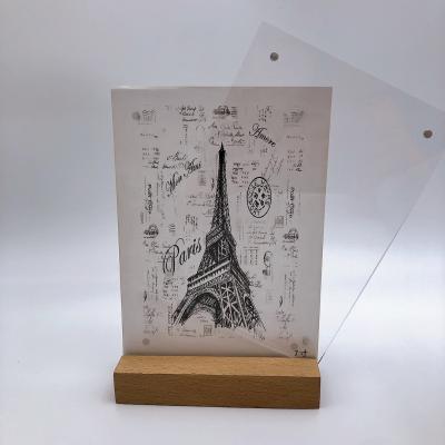 China Eco-friendly Decoration Acrylic Magnetic Wooden Photo Picture Base Plastic Display Frames Custom Promotion Advertise Crystal Frame for sale