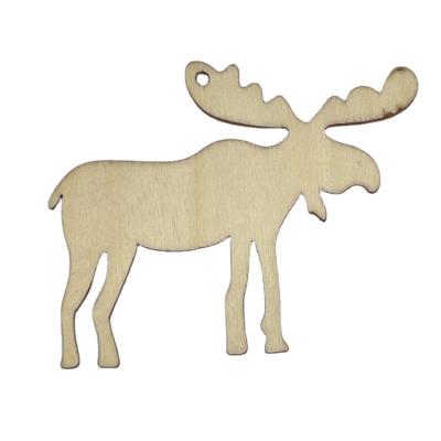 China Europe Wood Ornaments Christmas Decoration Wooden Christmas Ornaments Small Deer Shaped for sale