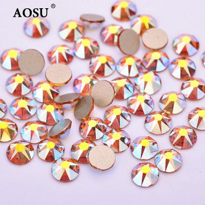 China Wholesale SS6-SS40 Flatback AOSU Topaz ab Diamond Strass 16 Cut Faceted Rhinestones Crystal Stones Glass Non Hotfix for DIY for sale