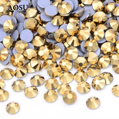 China Wholesale SS4 SS6 SS16 SS30 Flatback AOSU Iron On Rhinestones Crystal Stones Glass Diamond Strass Hotfix For Wedding Dress for sale