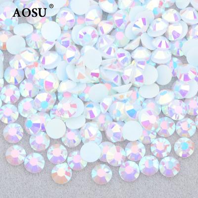 China Jelly White Applique Resin Rhinestone Stone ab Flatback Crystal Stones Gems Non Hotfix Flatback Glitter Rhinestones AOSU 2mm-6mm For Decoration for sale