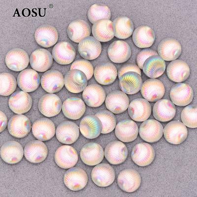 China Flatback AOSU 10mm Resin Rhinestones Wholesale Flatback Non Sewing Rhinestones Around Shell Dress Round Stones For Dancing for sale