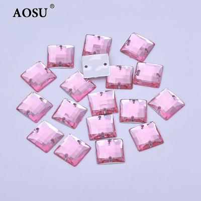 China Flatback AOSU 10mm Rhinestones 2000pcs Square Stitching Square Stones With Loose Hole Flatback Crystals For Bags Decoration for sale