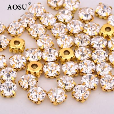 China Large Flatback AOSU Claw Fake Stones 6mm 7mm 8mm 10mm Around Crystal Diamonds Rhinestones With Setting Bulk For Decoration for sale