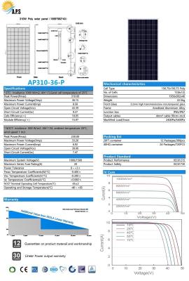 China Módulo fotovoltaico de 72 células 310W poli policristalino do painel 36V solar, 315W, 320W, 325W, 330W, 335W, energias solares 340W à venda