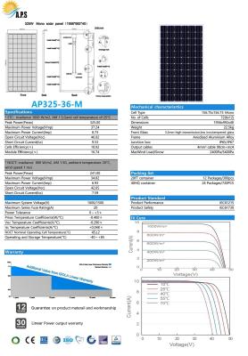 China 36V mono 325W de 72 células, 330W, 340W, jogo solar fotovoltaico solar do painel de energias solares do módulo do módulo 345W Monocrystalline à venda