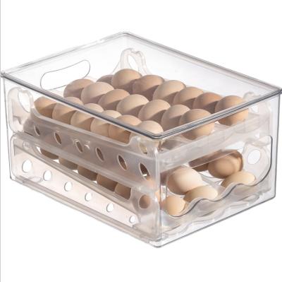 China Viable New Product Plastic Transparent Slide Type Egg Storage Box Family Kitchen Egg Storage for sale