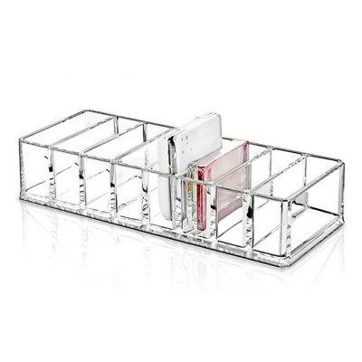 China Sustainable Eight Compartment Sized Rectangle Blush Acrylic Makeup Organizer Storage Boxes Bins for sale