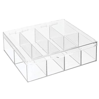 China Household Kitchen Storing Teas Coffees Transparent Lightweight Square Shaped Acrylic Storage Box Bins With Lid for sale