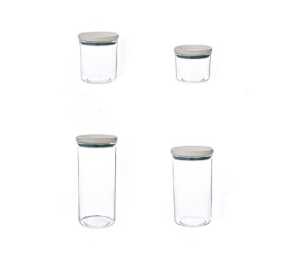 China Wholesale viable 4 pieces of storage plastic jars with lids in different capacities for household storage for sale