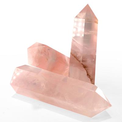 China Wholesale Natural Crystal Point China High Quality Rose Quartz Crystal Magic Wands For Healing for sale