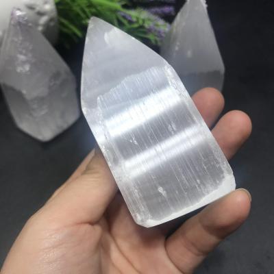 China Wholesale Natural Selenite Seer Crystal Point China Rock Crystal Magic Wands For Home Decoration for sale