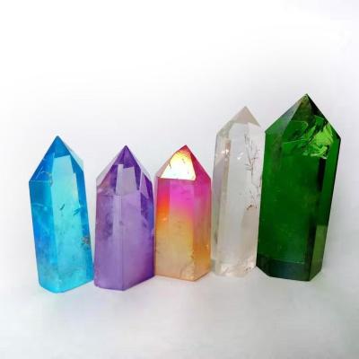 China New Natural Healing Crystal Point Mystic Quartz Wand Aura Crystal Points For Fengshui Decoration from China for sale