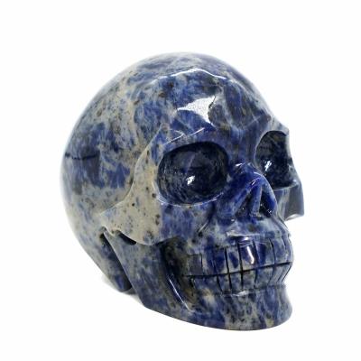 China China Wholesale High Quality Natural Hand Carved Blue Sodalite Skulls Healing Crystal Crafts For Decoration for sale