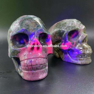 China China Crystal Skulls Reiki Gemstone Skulls Natural Crystal Crafts Ruby Kyanite Skulls for Healing Decoration for sale