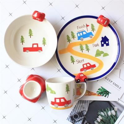 China Best Quality Viable Selling Creative Tableware Set 4 Pcs Children's Food Dish Cartoon Kid's Tableware Set for sale