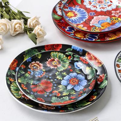 China Factory direct sales viable unique and high temperature resistance new design multi-color ceramic plate for sale