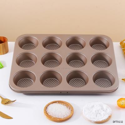 China Sustainable Custom Non Stick Cupcakes Tray Carbon Steel Muffin Pan Round Cake Mold Muffin Tray for sale