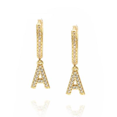 China 26 CLASSIC Trendy Letter Earrings Circle Huggie Tassel Earrings For Women Zircon Earrings Jewelry for sale