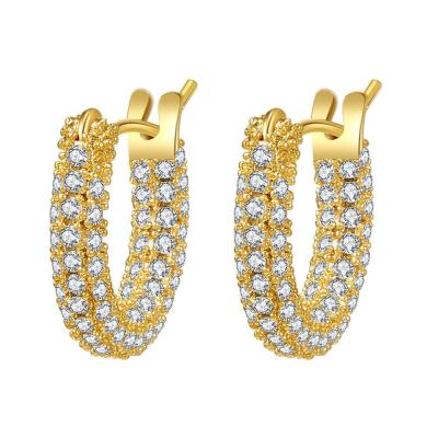 China CLASSIC gold plated earrings fashion huggie zircon women earrings wholesale rhodium 925 earrings for sale